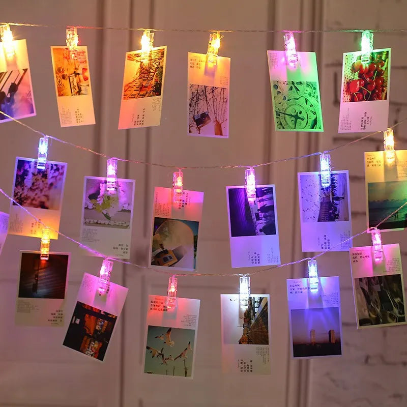 LED Photo Clip String Lights with Battery Power – Colour-Changing Lights for Displaying Photos and Decoration