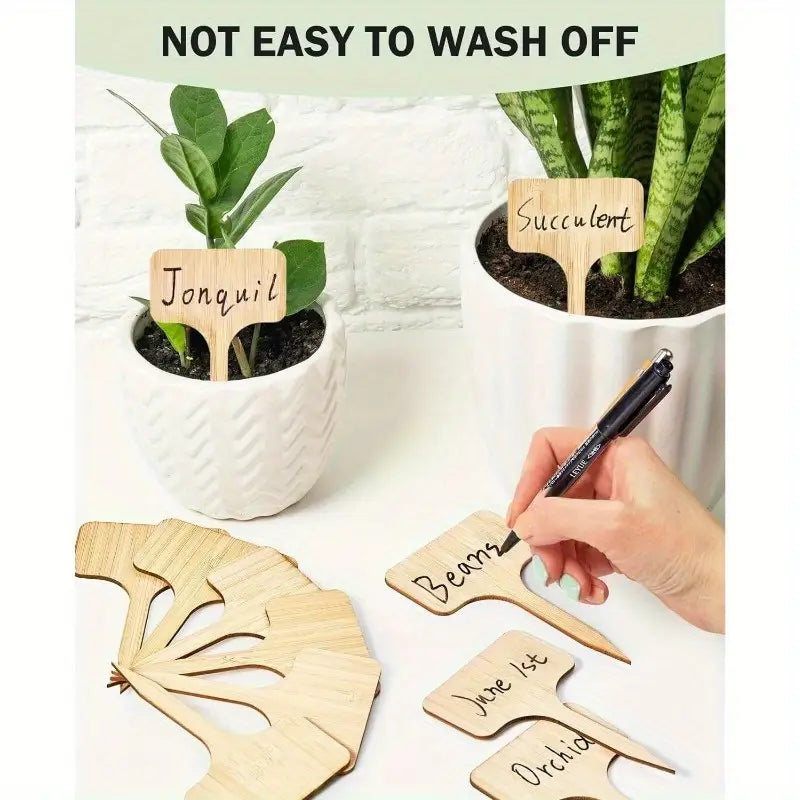 Reusable Wooden Plant Markers – Writable Labels for Garden & Balcony Herbs