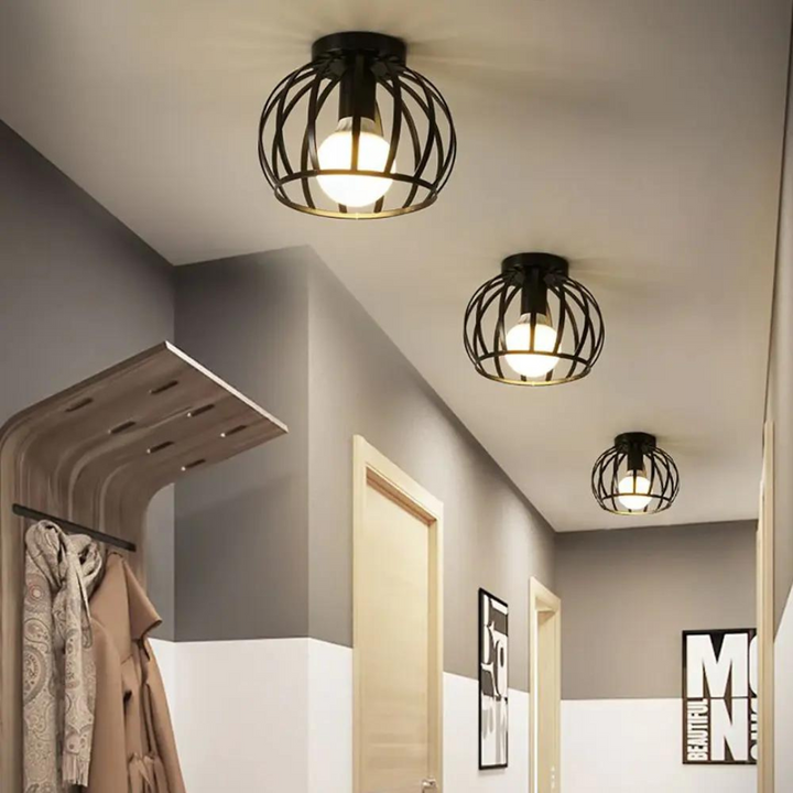 Industrial Loft Ceiling Lamp – Open Cage Pendant Light For Modern Spaces
