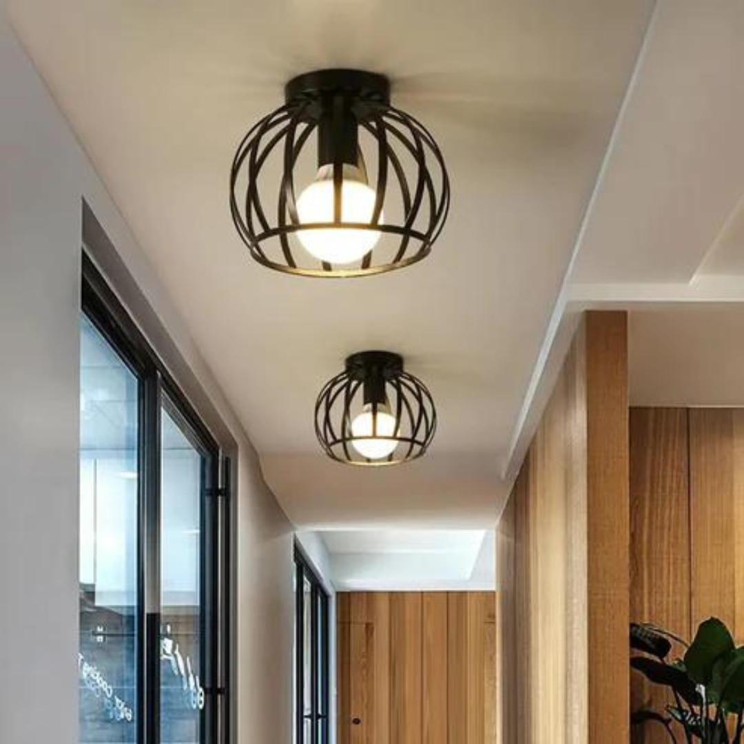 Industrial Loft Ceiling Lamp – Open Cage Pendant Light For Modern Spaces