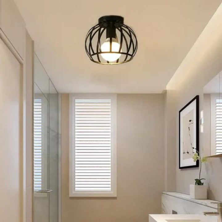 Industrial Loft Ceiling Lamp – Open Cage Pendant Light For Modern Spaces