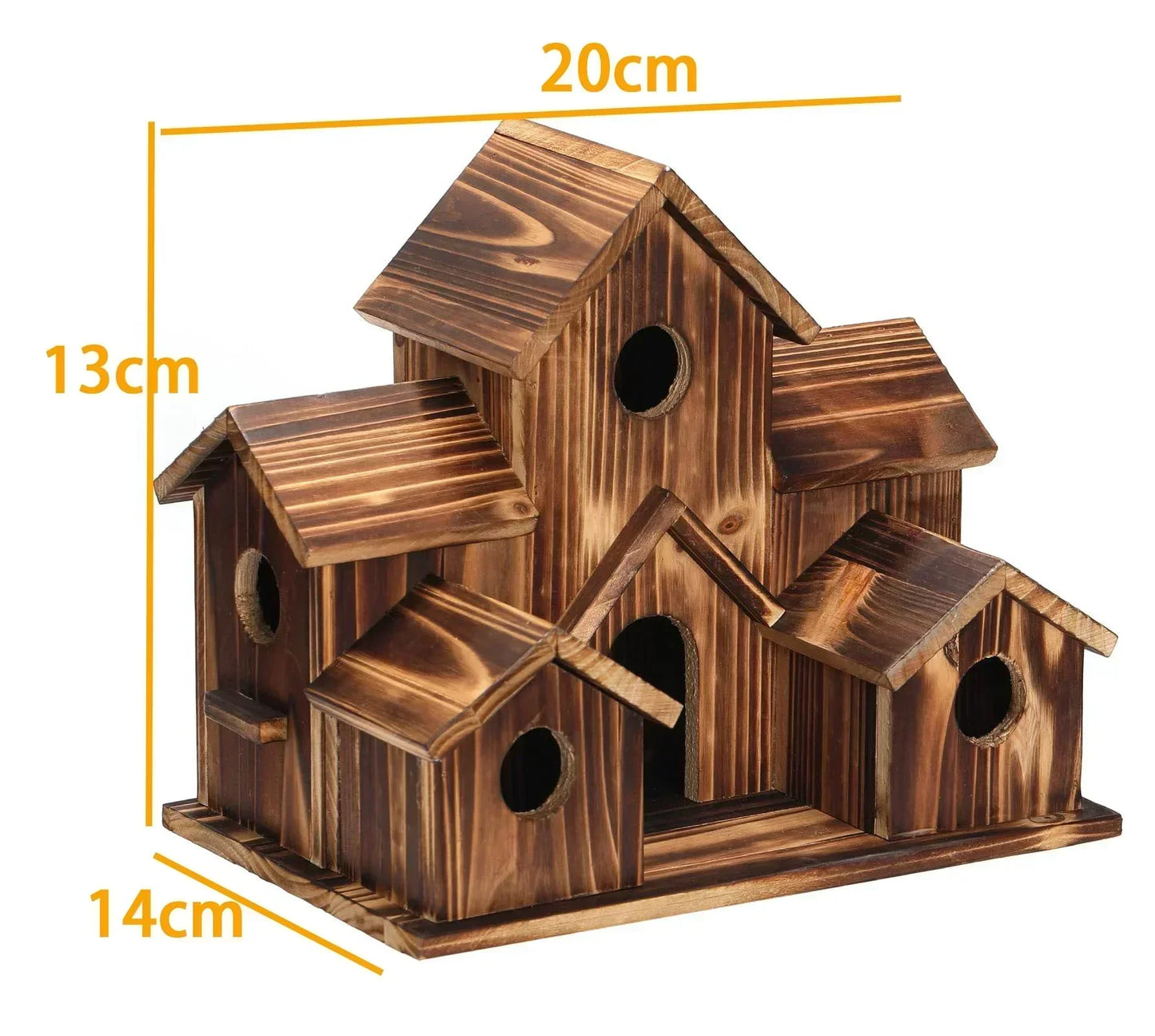 6-Room Wooden Birdhouse with Handcrafted Design