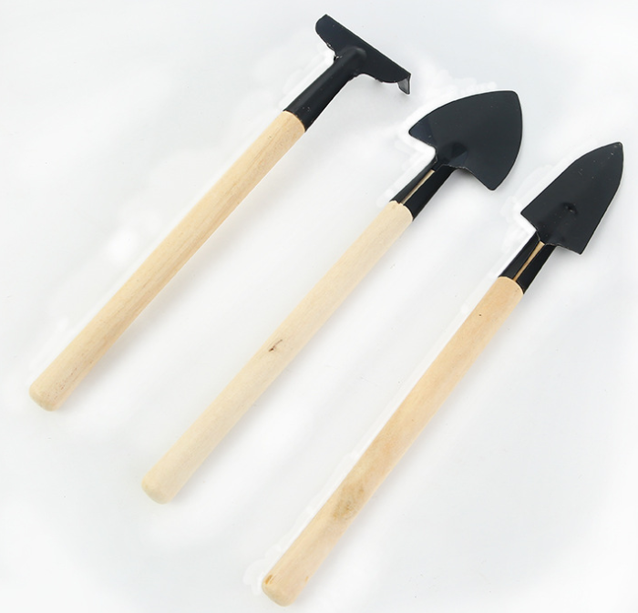 3-Piece Gardening Tool Kit with Wooden Handles – Shovel, Rake, and Hoe for Yard Care