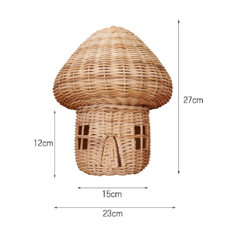 Handcrafted Rattan Mushroom Figurine - Charming Wicker Decoration for Home Decor
