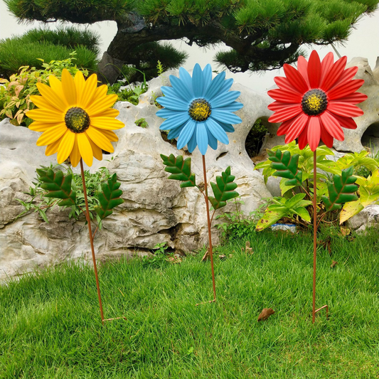 Colorful Metal Sunflower Garden Stake – Decorative Outdoor Flower for Landscaping