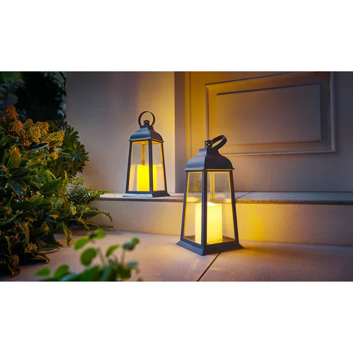Set of 2 LED Lanterns with Realistic Flickering Candles – Perfect for Indoor and Outdoor Use