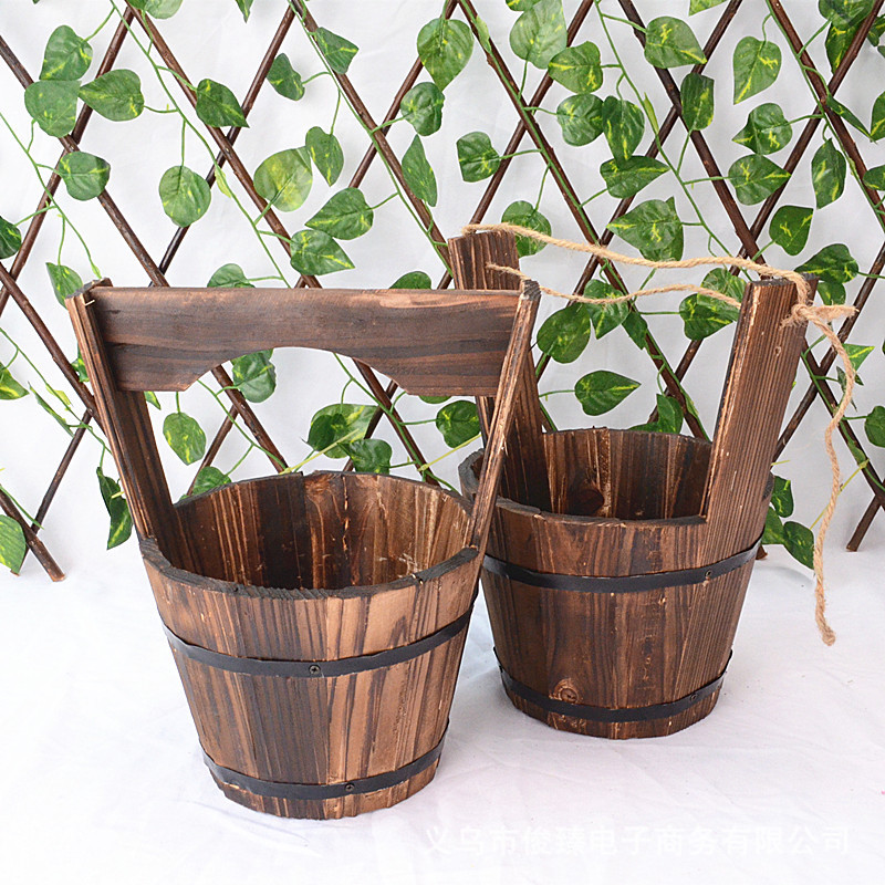 Wooden Barrel Planter - Decorative Flower Pot for Garden and Patio