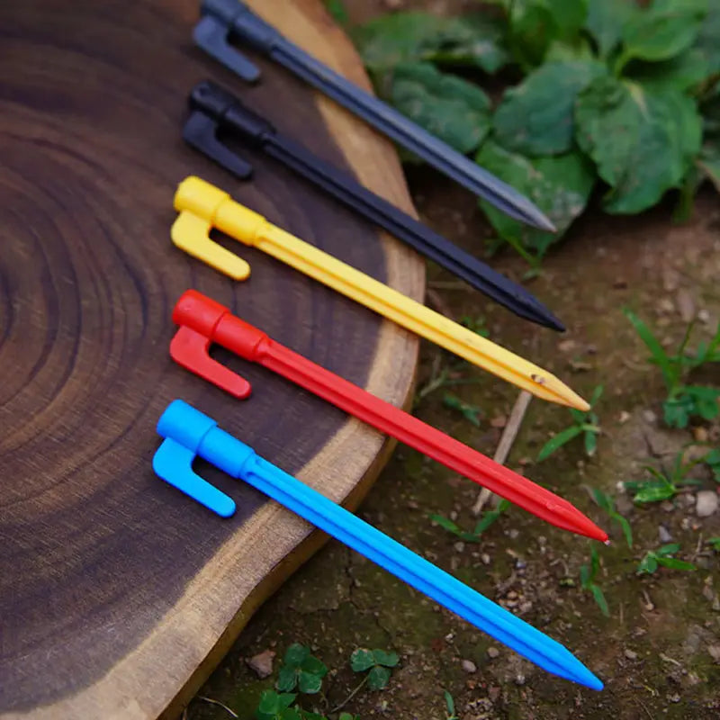 Durable Plastic Tent Pegs with Hooks - Heavy-Duty Pegs for Tarps and Camping