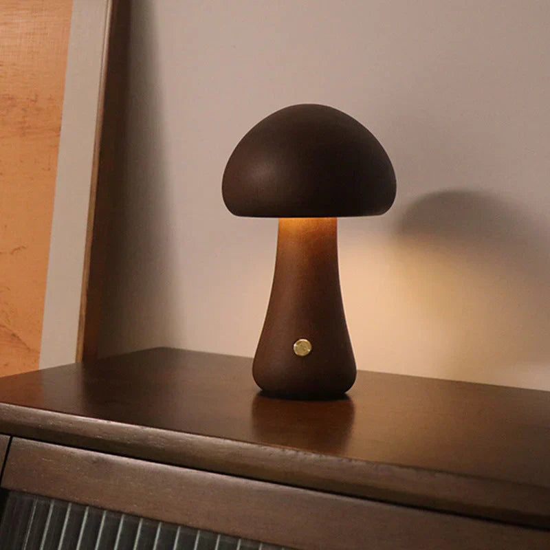 Natural Wooden Mushroom LED Night Light – Charming Lamp for a Cozy and Inviting Ambience