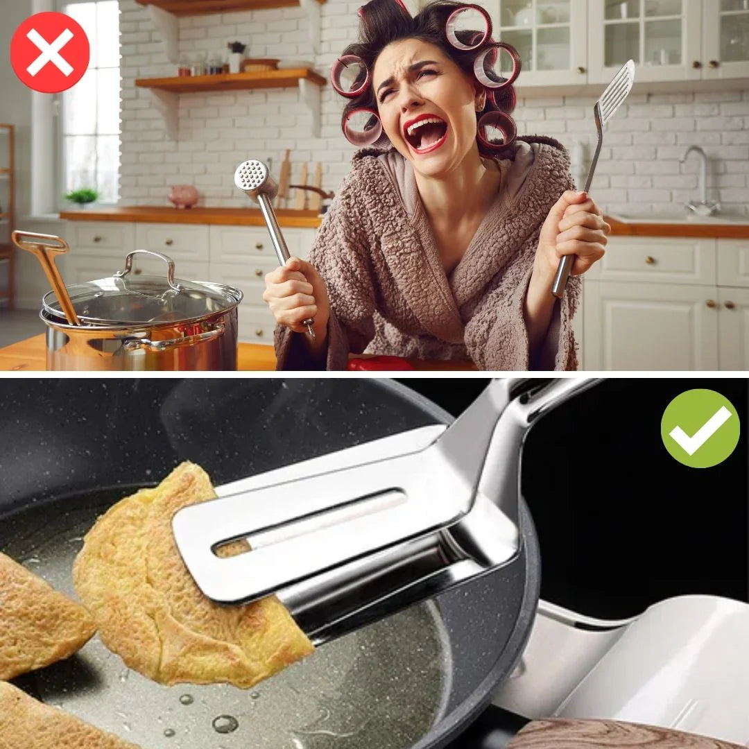 Stainless Steel Turner – Non-Slip Handle for Grilling