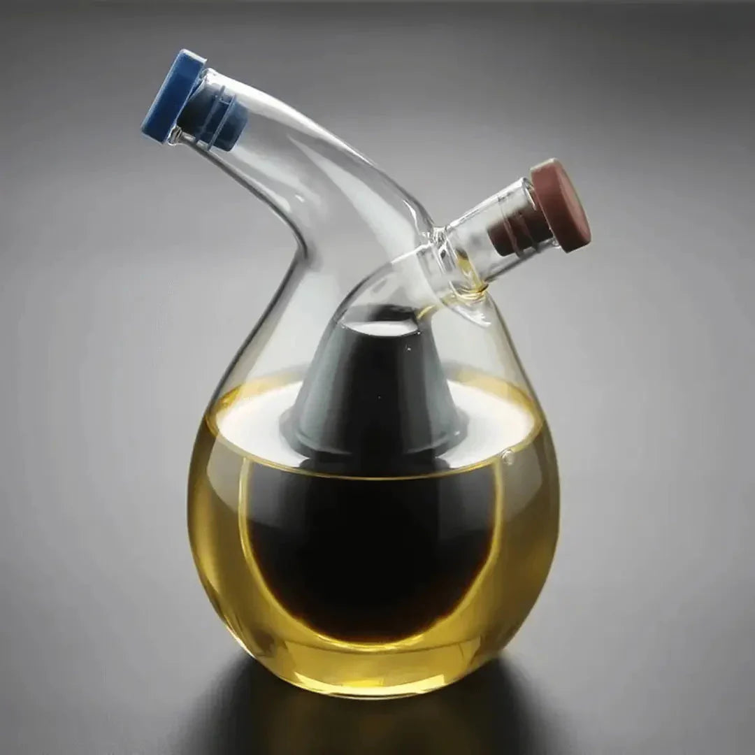 Dual Glass Oil and Vinegar Dispenser Set - Elegant Bottles for Kitchen Serving and Storage