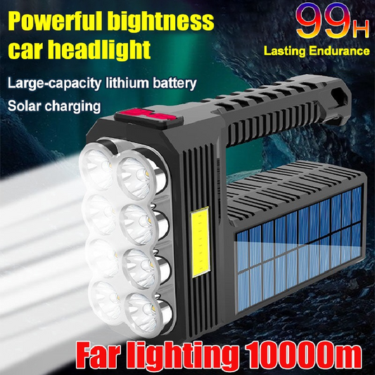 Solar Led Torch - Waterproof , Powerful Hand Torch with Lithium Battery