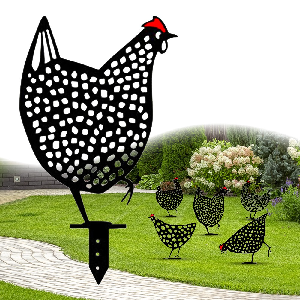 Decorative Metal Garden Chickens – Outdoor Garden Plug Statues for Lawn Decor