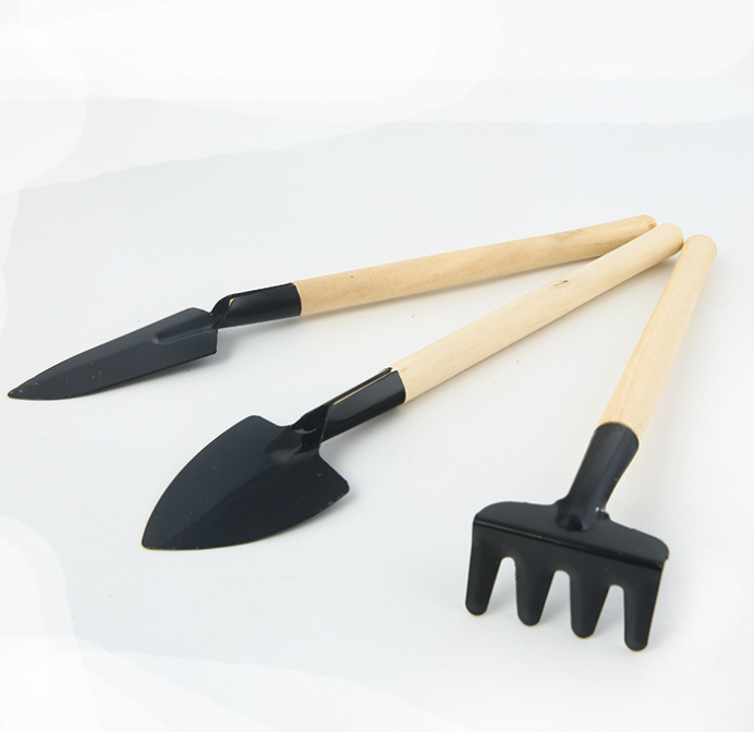 3-Piece Gardening Tool Kit with Wooden Handles – Shovel, Rake, and Hoe for Yard Care