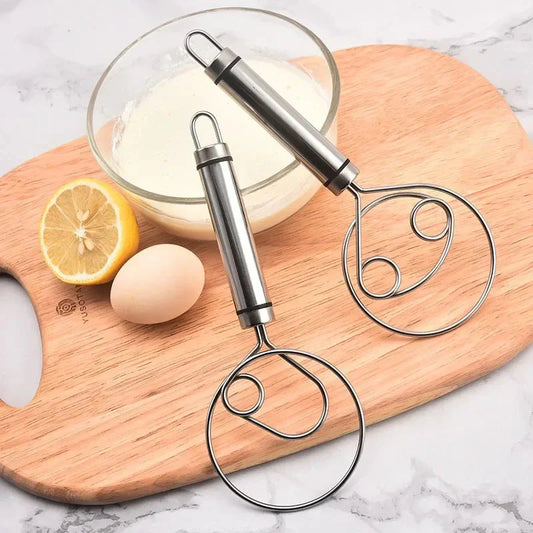 Heavy-Duty Stainless Steel Dough Whisk - Ergonomic Design for Effortless Mixing and Baking