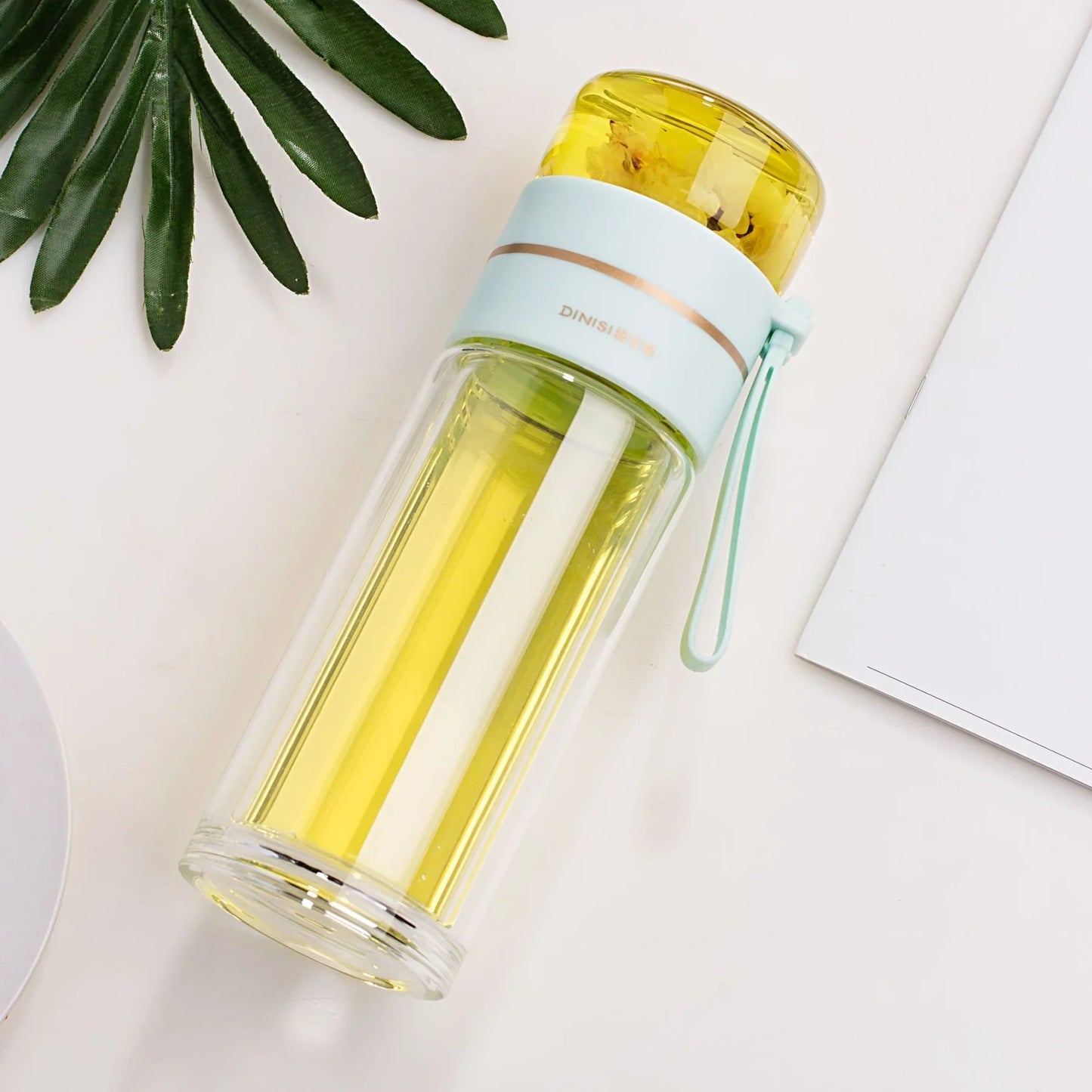 Double-Walled Glass Tea Infuser Bottle with Strainer