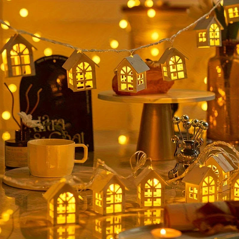 LED String Lights with Tiny House Decorations – Indoor Holiday Fairy Lighting