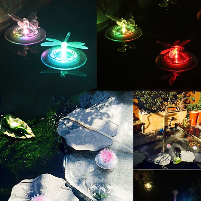 Solar Garden Lights with Butterfly and Dragonfly – Color-Changing LED Pond Ornaments