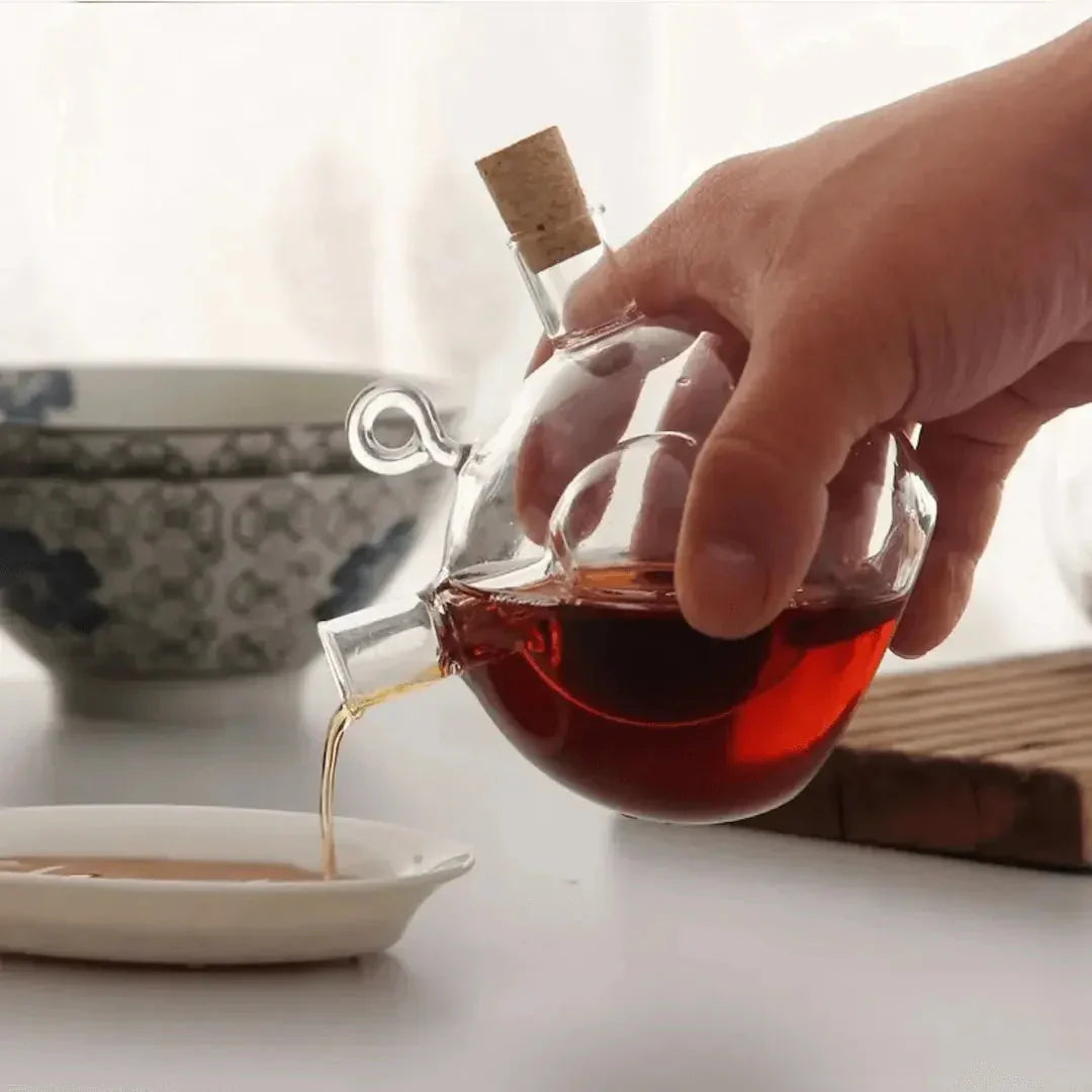 Dual Glass Oil and Vinegar Dispenser Set - Elegant Bottles for Kitchen Serving and Storage