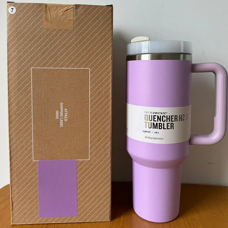 40 Oz Insulated Stainless Steel Travel Mug with Handle, Leakproof Lid & Straw