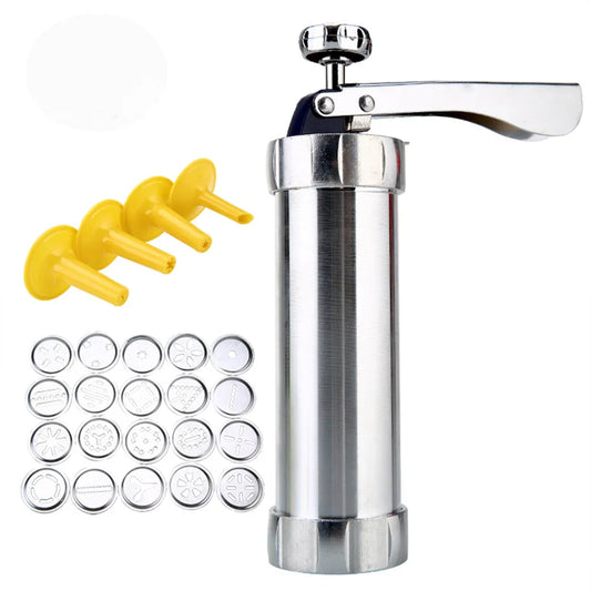 Stainless Steel Cookie Press with Interchangeable Discs for Perfect Biscuits and Pastries