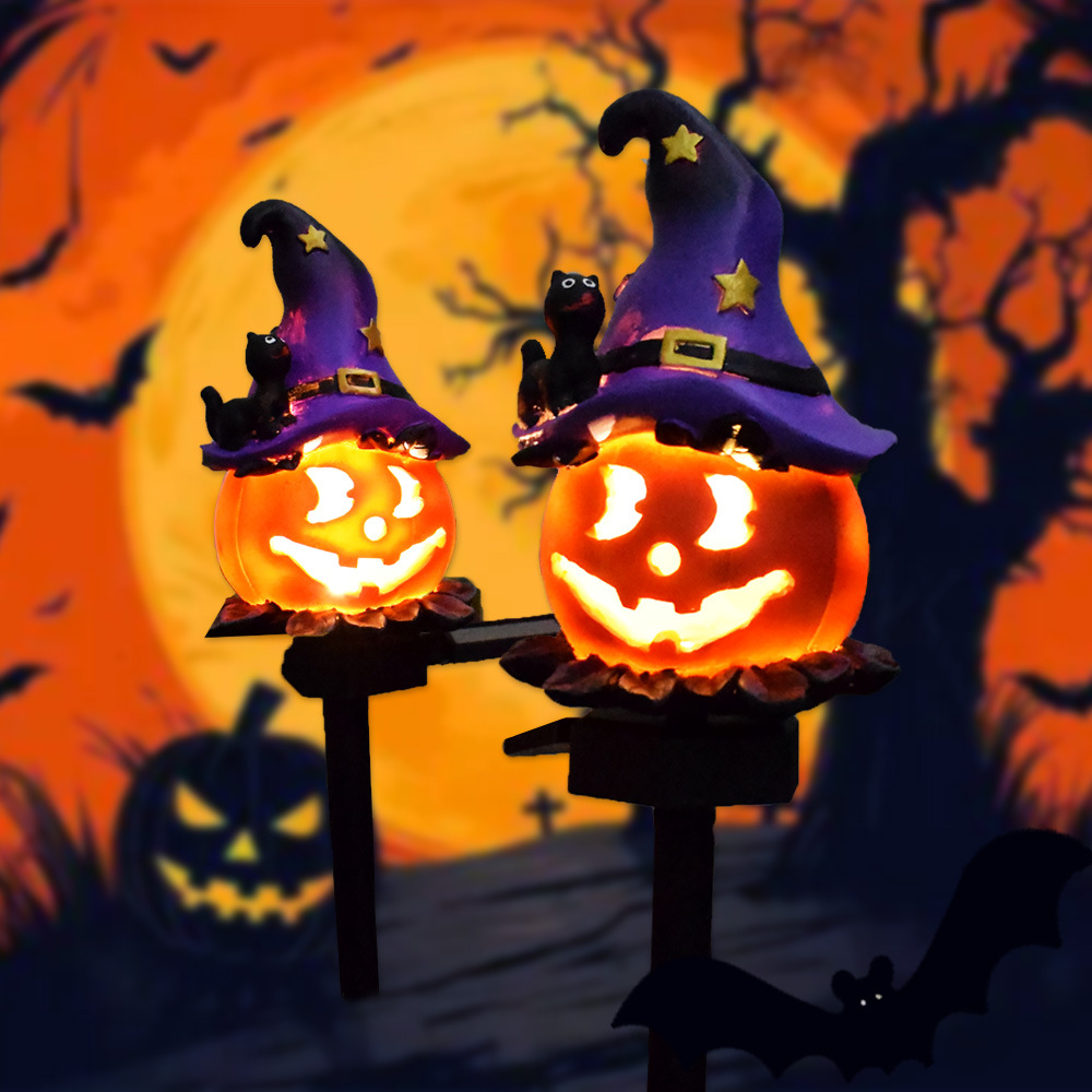 Solar Halloween Lights – LED Garden Lights with Pumpkin and Witch Motifs for Outdoor Decoration