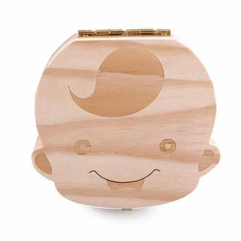 Wooden Tooth Storage Box for Baby Teeth – Keepsake Box with Space for Personal Data