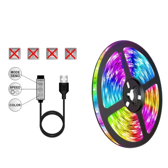 RGB LED Strip with USB – Color-Changing Ambience Light for TV