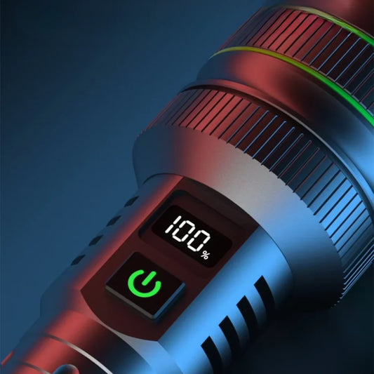 High-Powered LED Torch with Zoomable Feature and Power Bank Function for Outdoor Activities