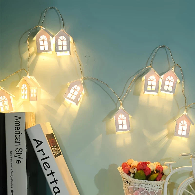 LED String Lights with Tiny House Decorations – Indoor Holiday Fairy Lighting