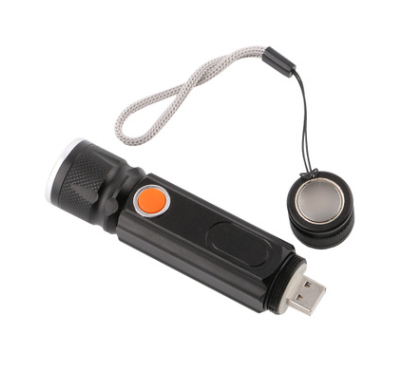 USB Rechargeable LED Flashlight – Magnetic Emergency Light with Strap for Easy Carrying