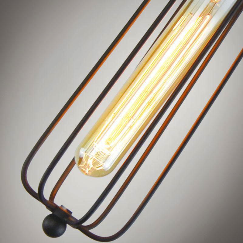 Vintage Industrial Pendant Light – Retro Hanging Lamp with Metal Cage Design