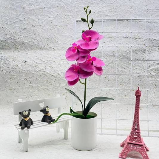 Decorative Artificial Orchid Plant – Elegant Faux Flower for Living Room and Table Display