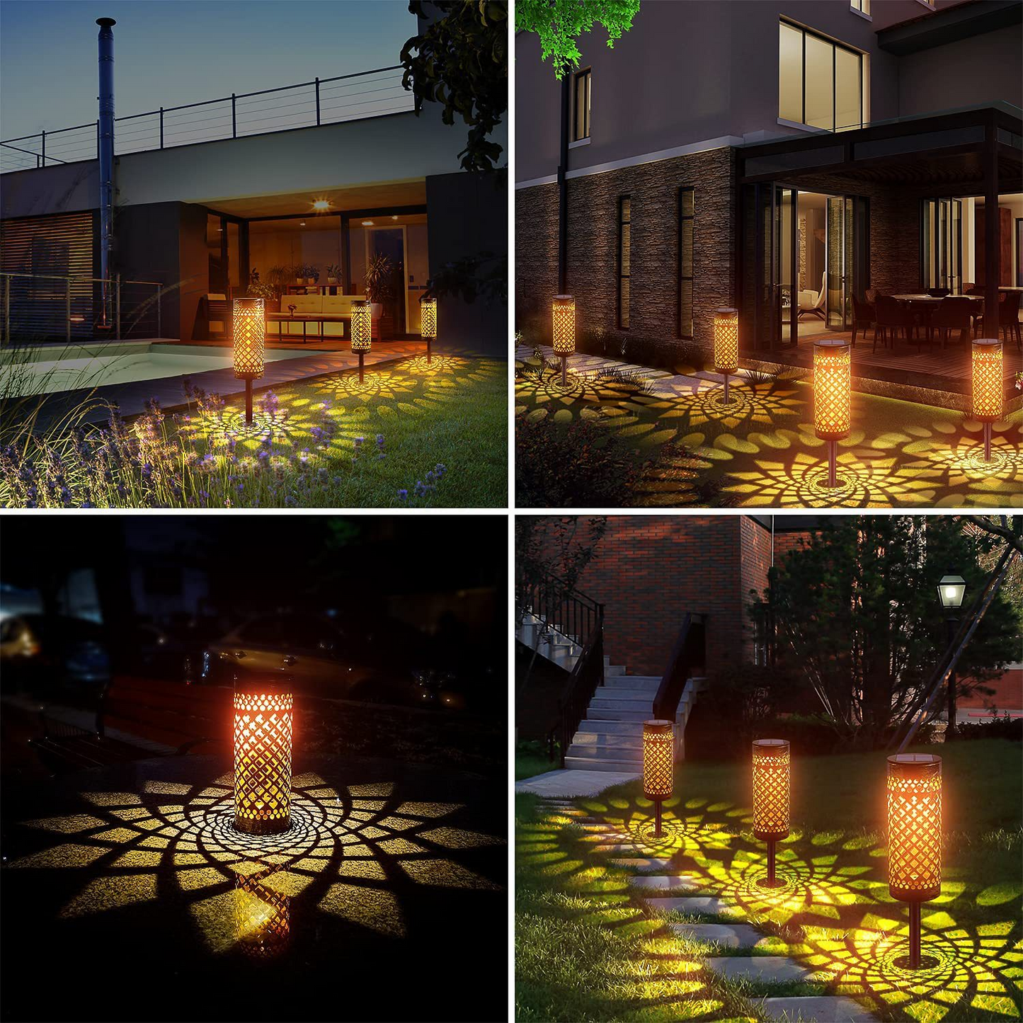 Waterproof Solar Led Garden Light with Projection Pattern - Robust Outdoor Lighting Made of Metal
