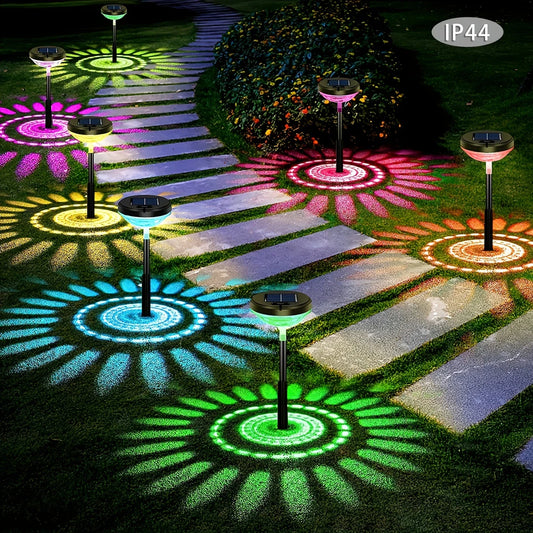 Solar LED Garden Lamp with Color-Changing Light – Outdoor Lighting with Floral Pattern