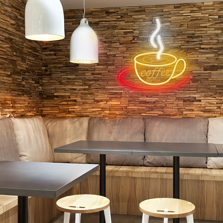 LED Neon Coffee Cup Lamp – Unique Wall Light