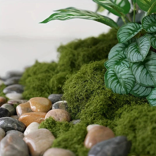 Decorative Artificial Moss with Flowers - Faux Moss for Landscaping and Floristry