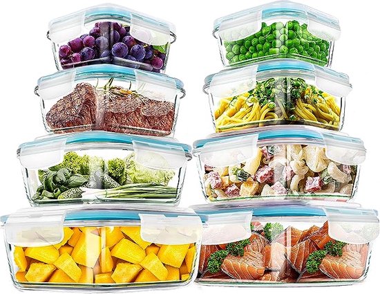 Airtight Glass Food Storage Containers Set – Lidded Meal Prep Jars for Kitchen Organization