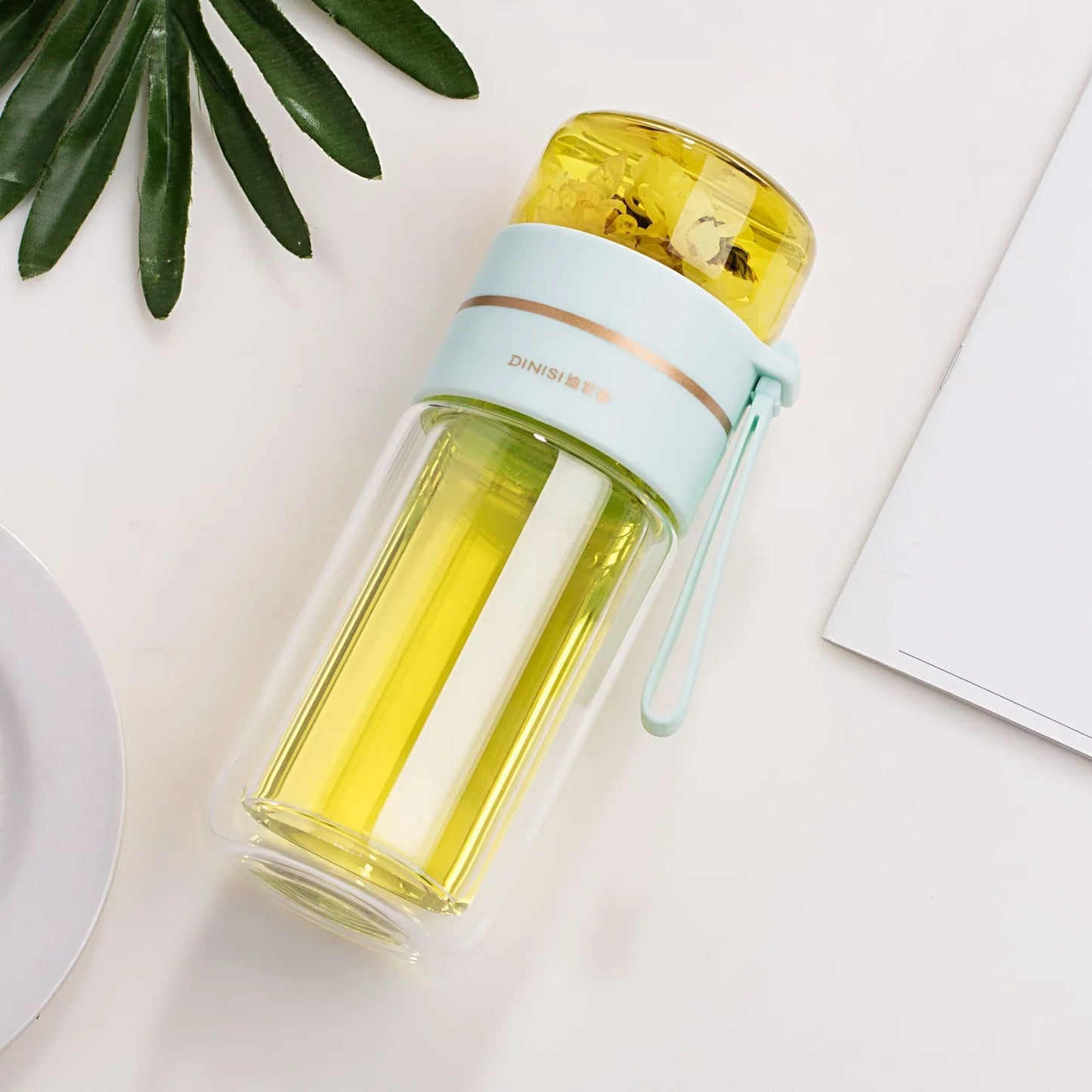 Double-Walled Glass Tea Infuser Bottle with Strainer