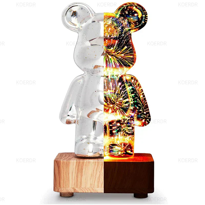 3D Galaxy Fireworks LED Bear Lamp