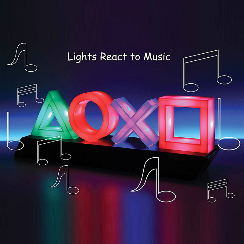 LED Table Lamp with PlayStation Icons – Music-Activated Gaming & Bedroom Decor Lamp