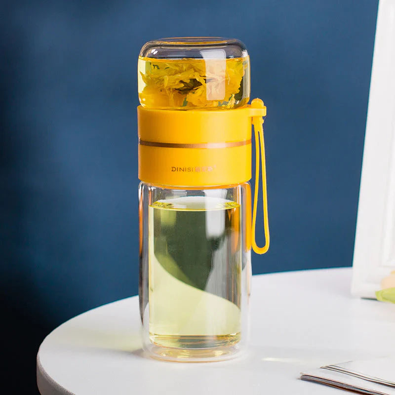 Double-Walled Glass Tea Infuser Bottle with Strainer
