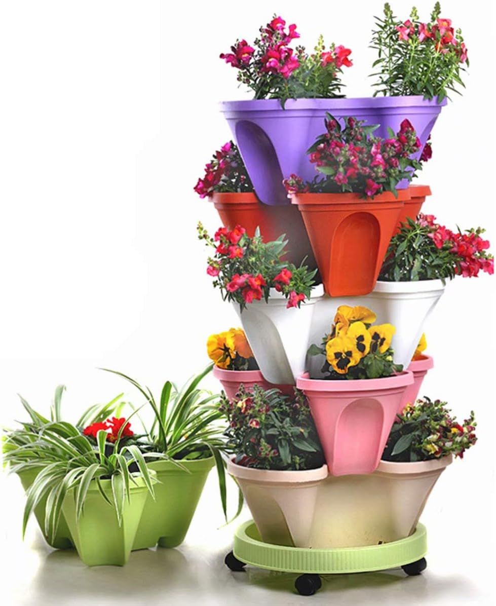 6-Tier Vertical Plant Tower - Space-Saving 3D Flower Display System for Garden