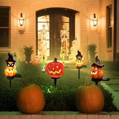 Solar Halloween Lights – LED Garden Lights with Pumpkin and Witch Motifs for Outdoor Decoration