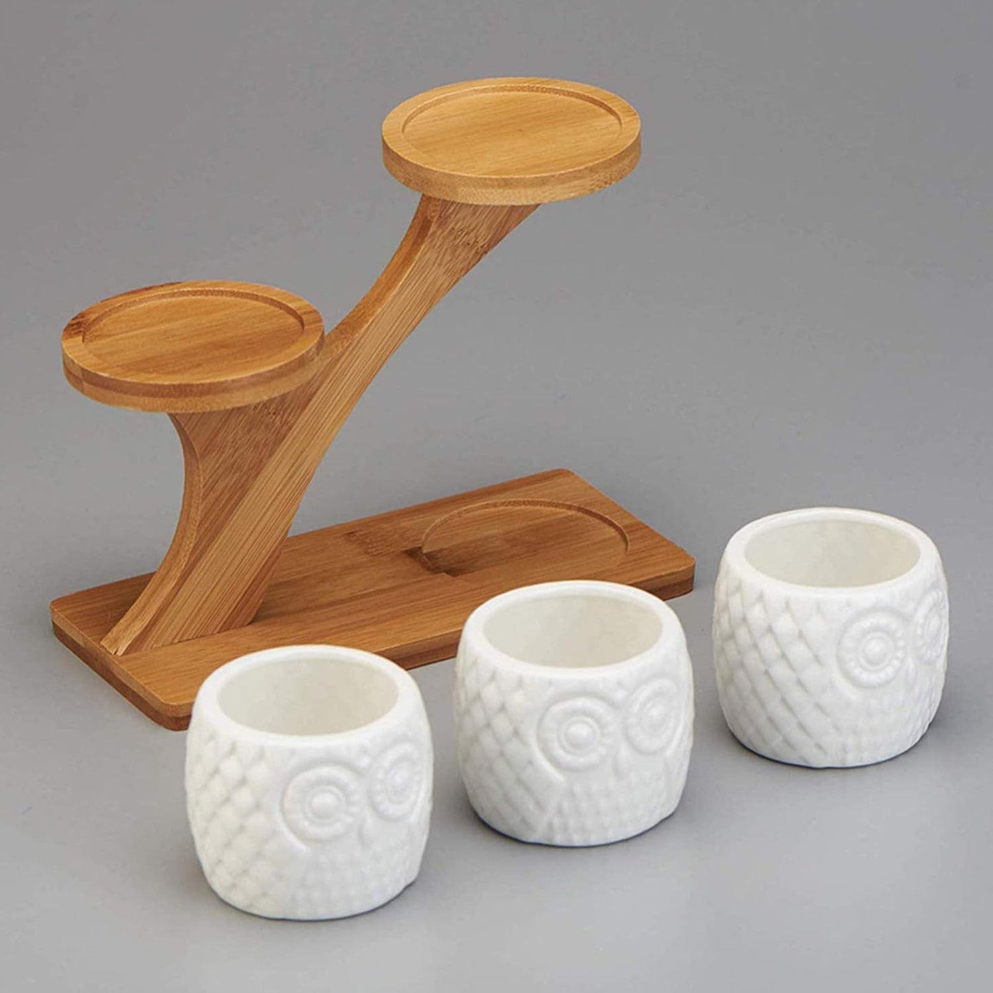 Wooden Plant Stand with Owl Design – Decorative Holder for Succulents and Houseplants