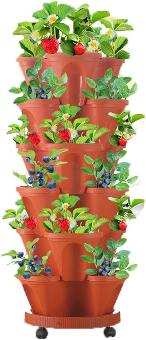 6-Tier Vertical Plant Tower - Space-Saving 3D Flower Display System for Garden