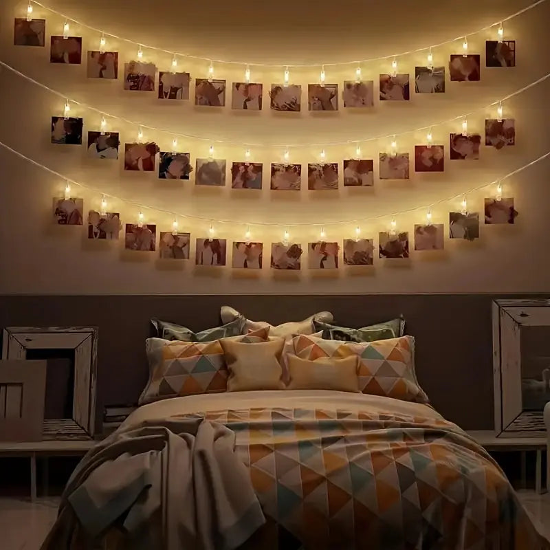 LED Photo Clip String Lights with Battery Power – Colour-Changing Lights for Displaying Photos and Decoration