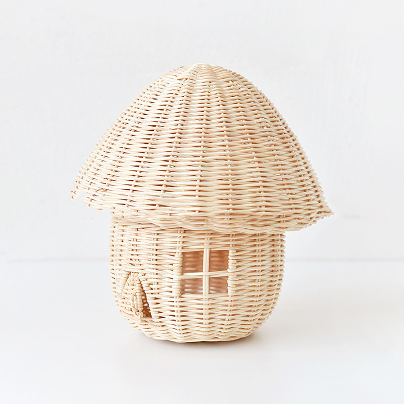 Handcrafted Rattan Mushroom Figurine - Charming Wicker Decoration for Home Decor