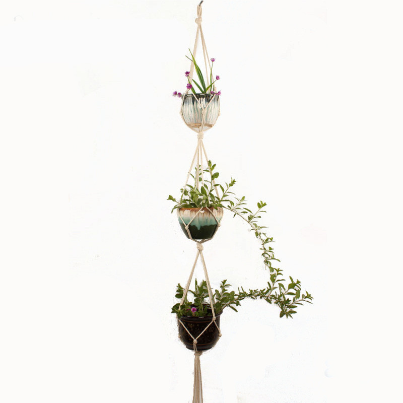 Cotton Rope Macramé Plant Hanger – Stylish Pot Suspension for Indoor and Outdoor Use