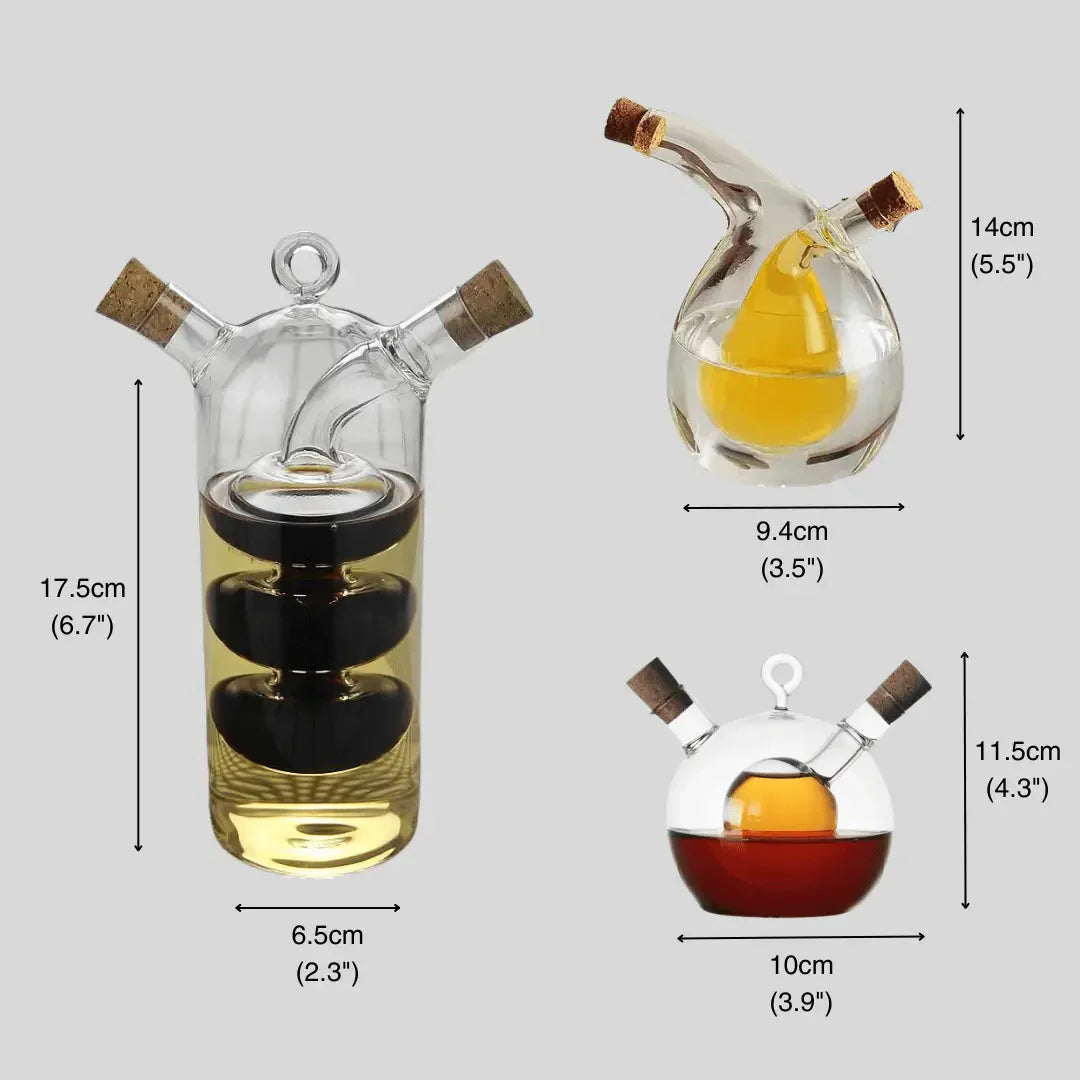 Dual Glass Oil and Vinegar Dispenser Set - Elegant Bottles for Kitchen Serving and Storage